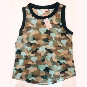 Philosophy | Teal Camouflage Sheer Sleeveless Tank